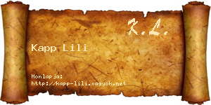 Kapp Lili névjegykártya